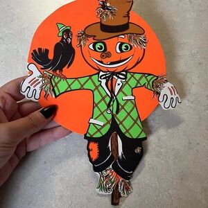 Vintage Halloween Scarecrow Die Cut 1970
